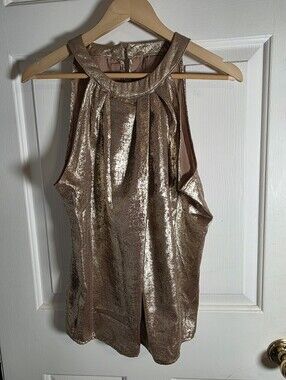 SHEIN Metallic Bronze Halter Neck Top Size M
